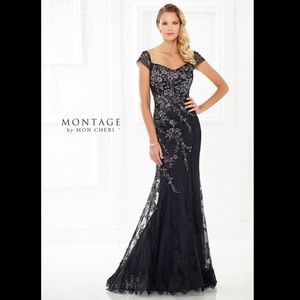 Montage by Mon Cheri Floral Lace and Tulle Gown